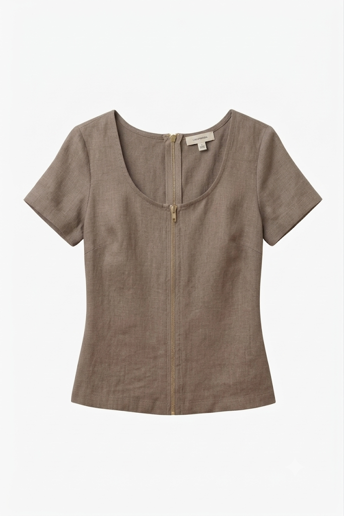 Driftwood Linen Zip Blouse